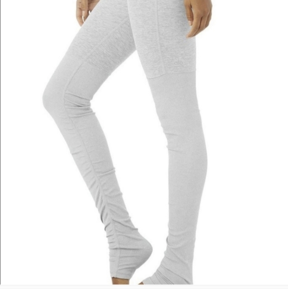 High-Waist Goddess Legging in velvety, plush Alosoft size small grey/zinc - Picture 6 of 12